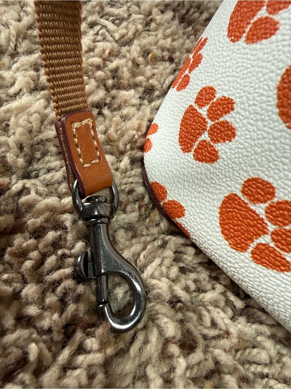 Dooney & Bourke -Clemson Tigers Coated Canvas Paw Print Celeste Satchel Handbag - Picture 7 of 16
